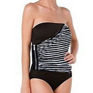 Michael Kors Zipper Band Maillot One Piece Swimsuit Swimming Suit BLACK Sz 4 NEW